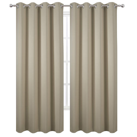 LEMOMO beige thermal curtains with 8 grommets enable privacy and simple setup