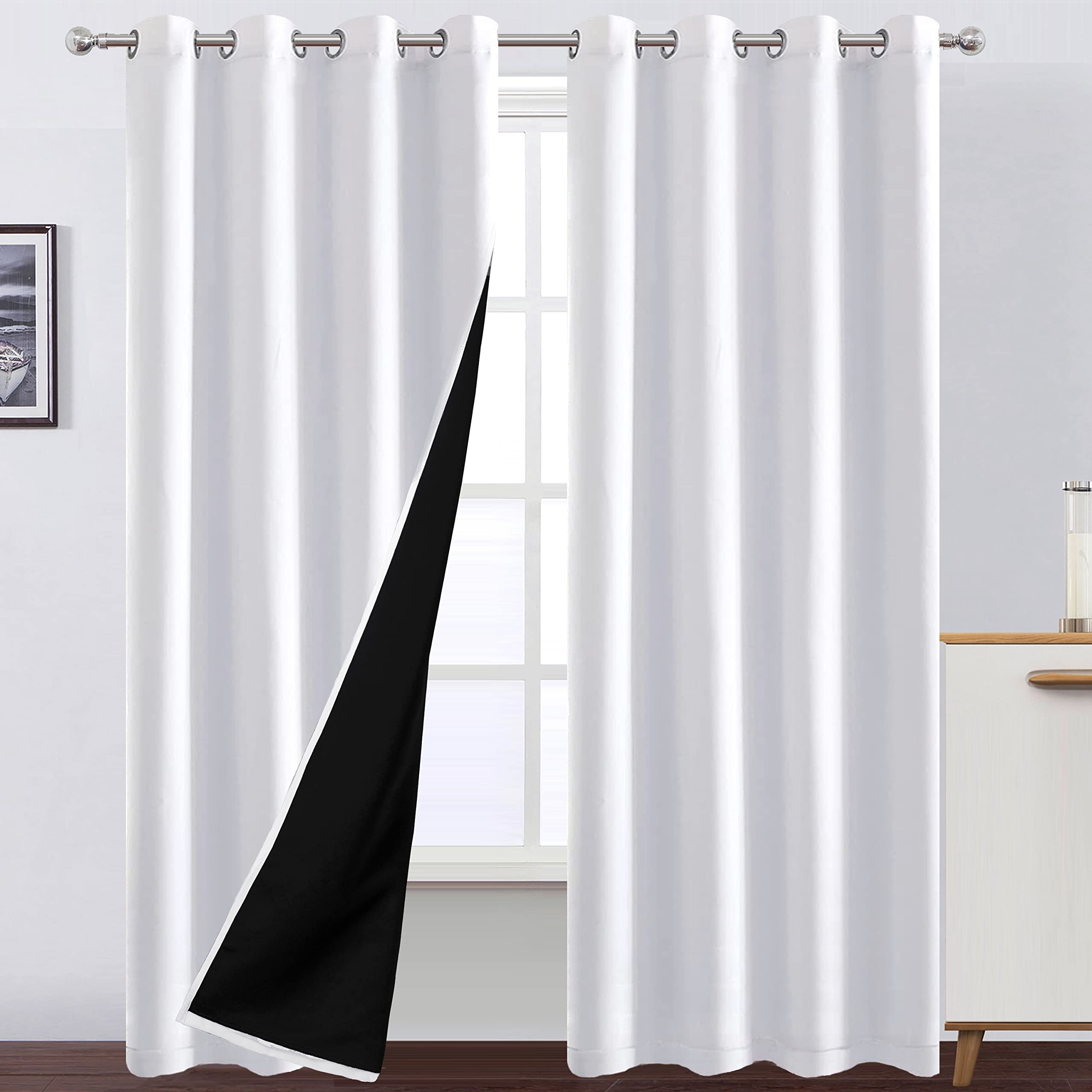 LEMOMO blackout curtains two-panel setup for easy installation and darkening
