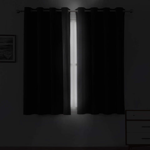 LEMOMO blackout curtains with silver grommets for smooth operation.