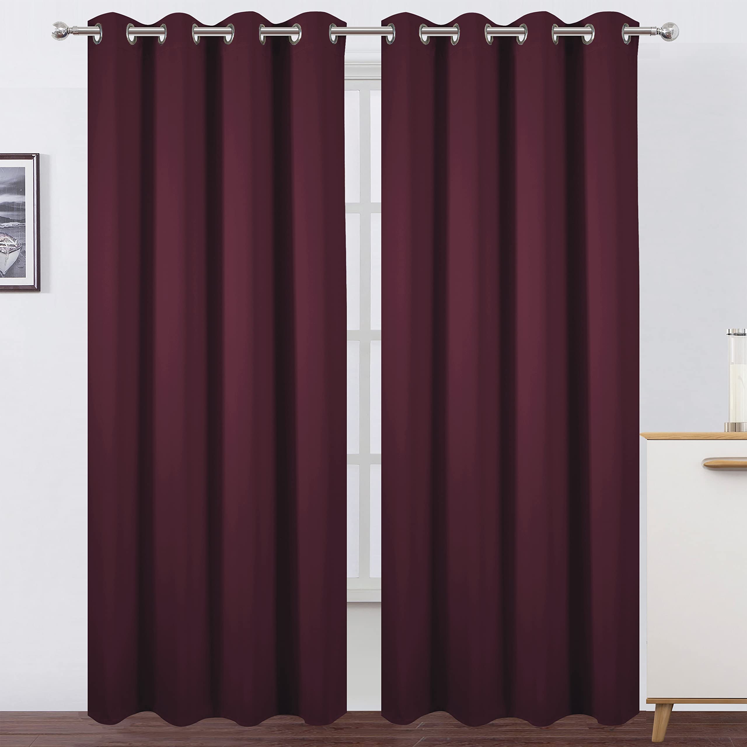 LEMOMO burgundy red thermal curtain panel 52x84 blocks light for better sleep
