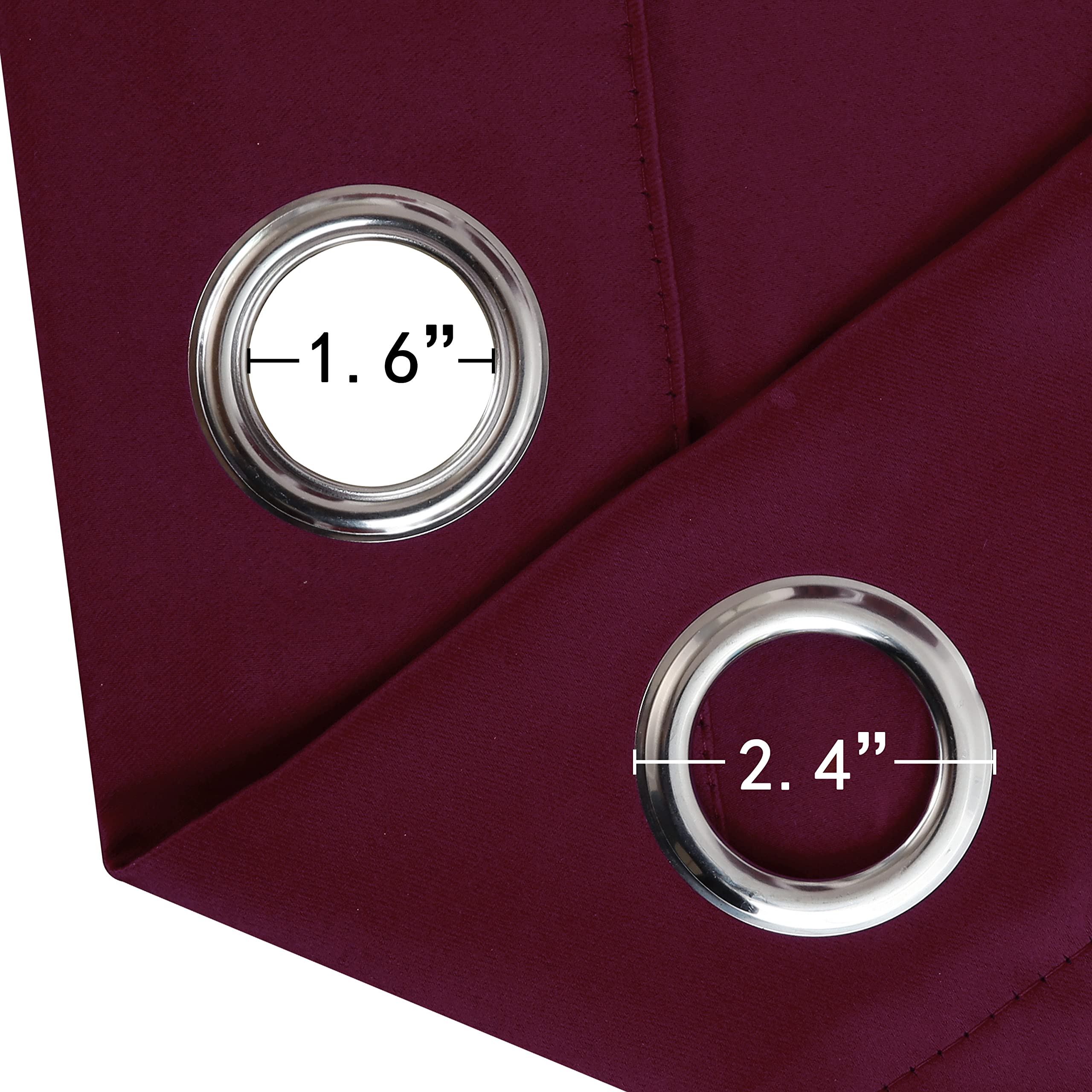 Window with LEMOMO burgundy red blackout curtain blocking light