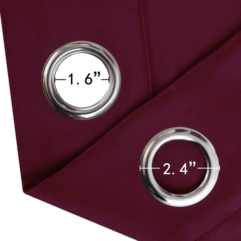 Window with LEMOMO burgundy red blackout curtain blocking light