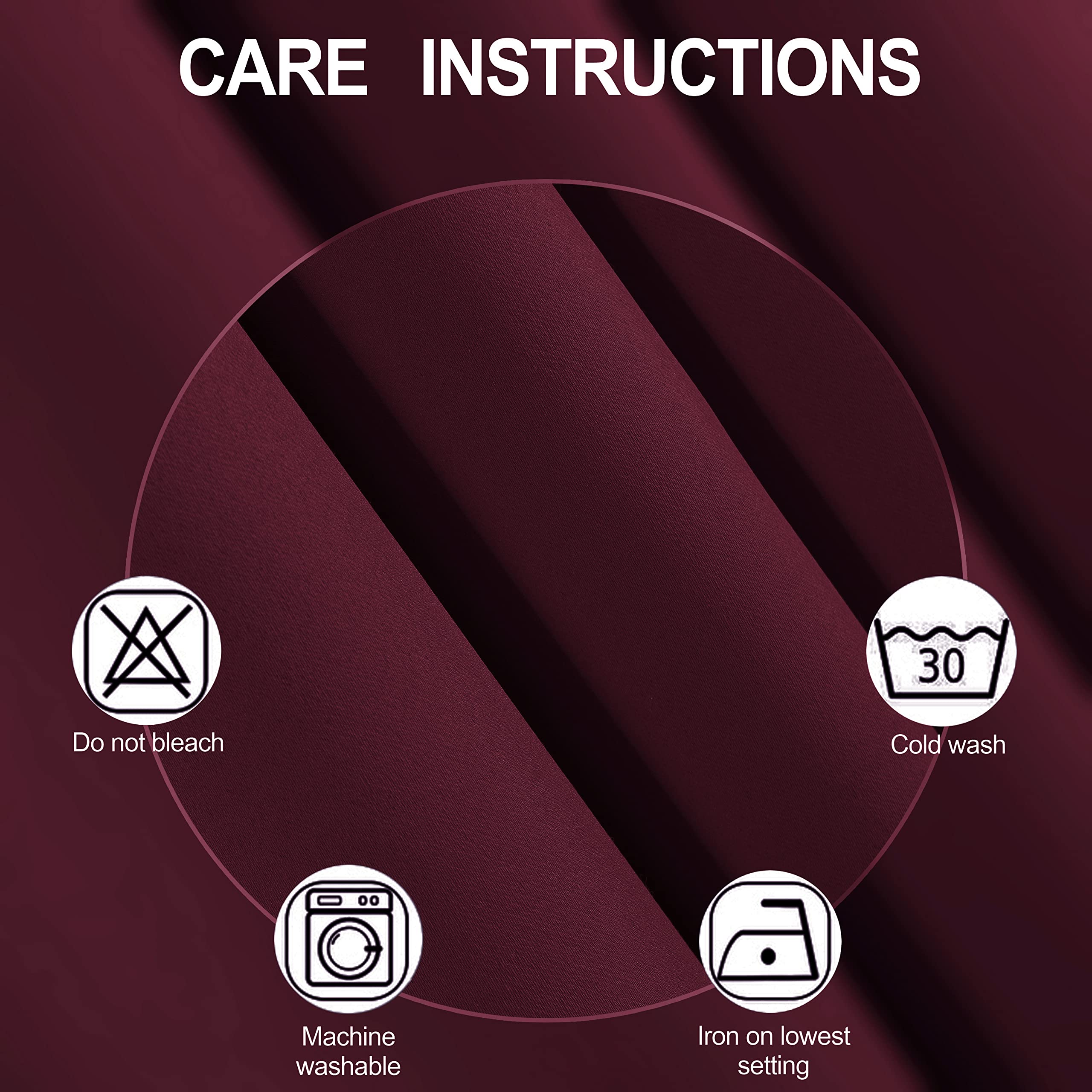 LEMOMO burgundy red curtain hanging with silver grommets for easy setup