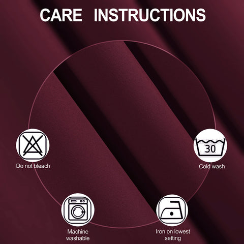 LEMOMO burgundy red curtain hanging with silver grommets for easy setup