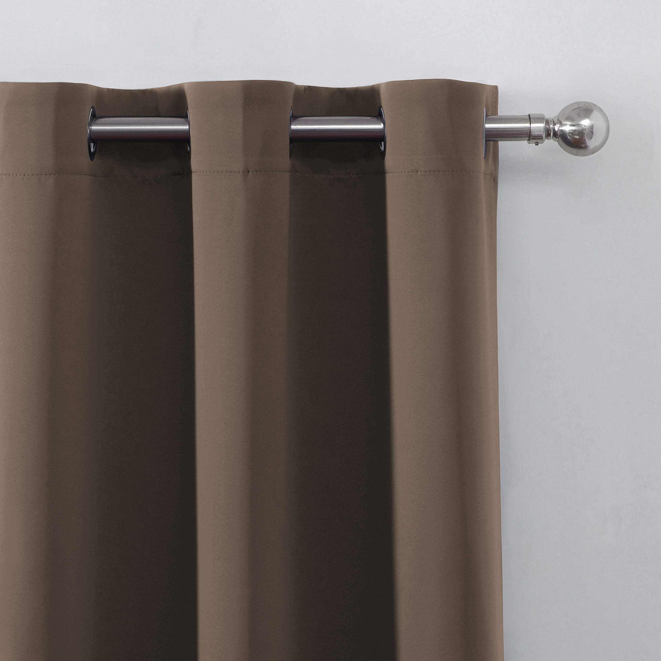 LEMOMO chocolate brown 52x84 bedroom setup with blackout curtains