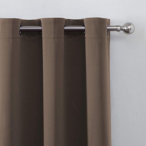 LEMOMO chocolate brown 52x84 bedroom setup with blackout curtains