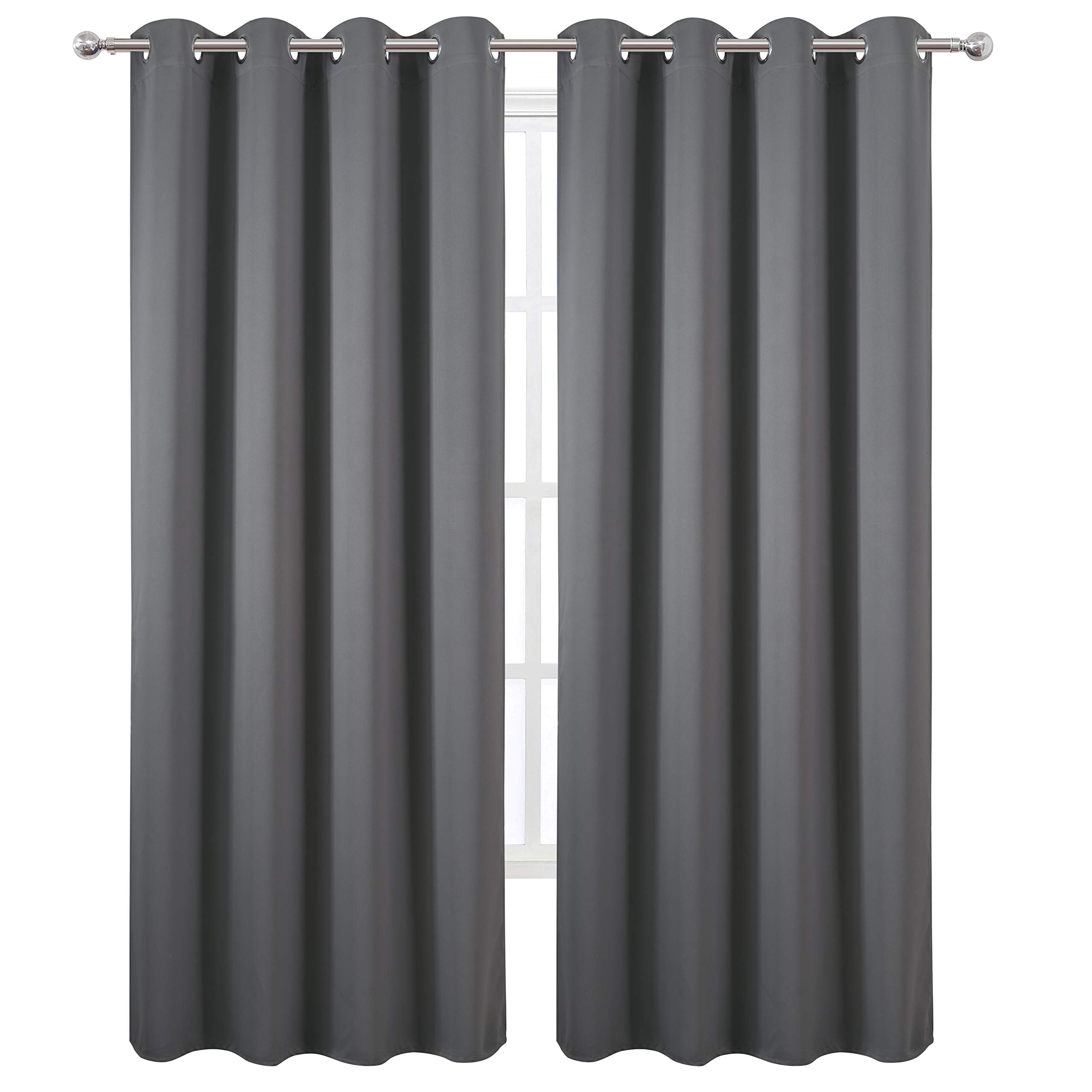 LEMOMO grey blackout curtain panel back view shows soft fabric and style