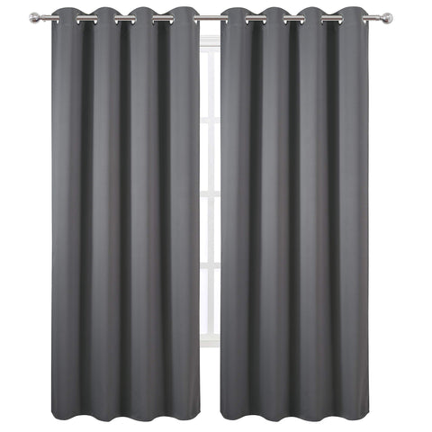 LEMOMO grey blackout curtain panel back view shows soft fabric and style
