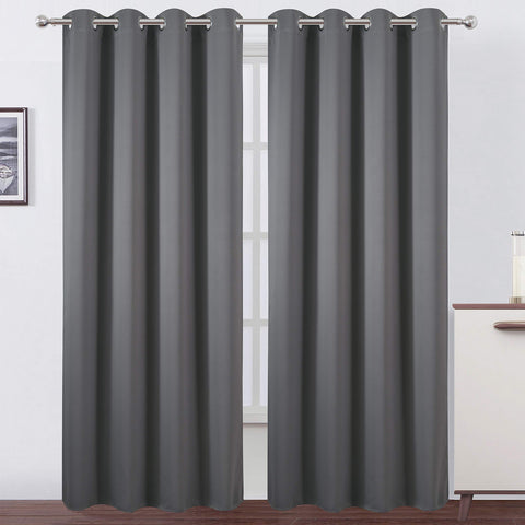 LEMOMO grey blackout curtain panel front view blocks light for a darker bedroom