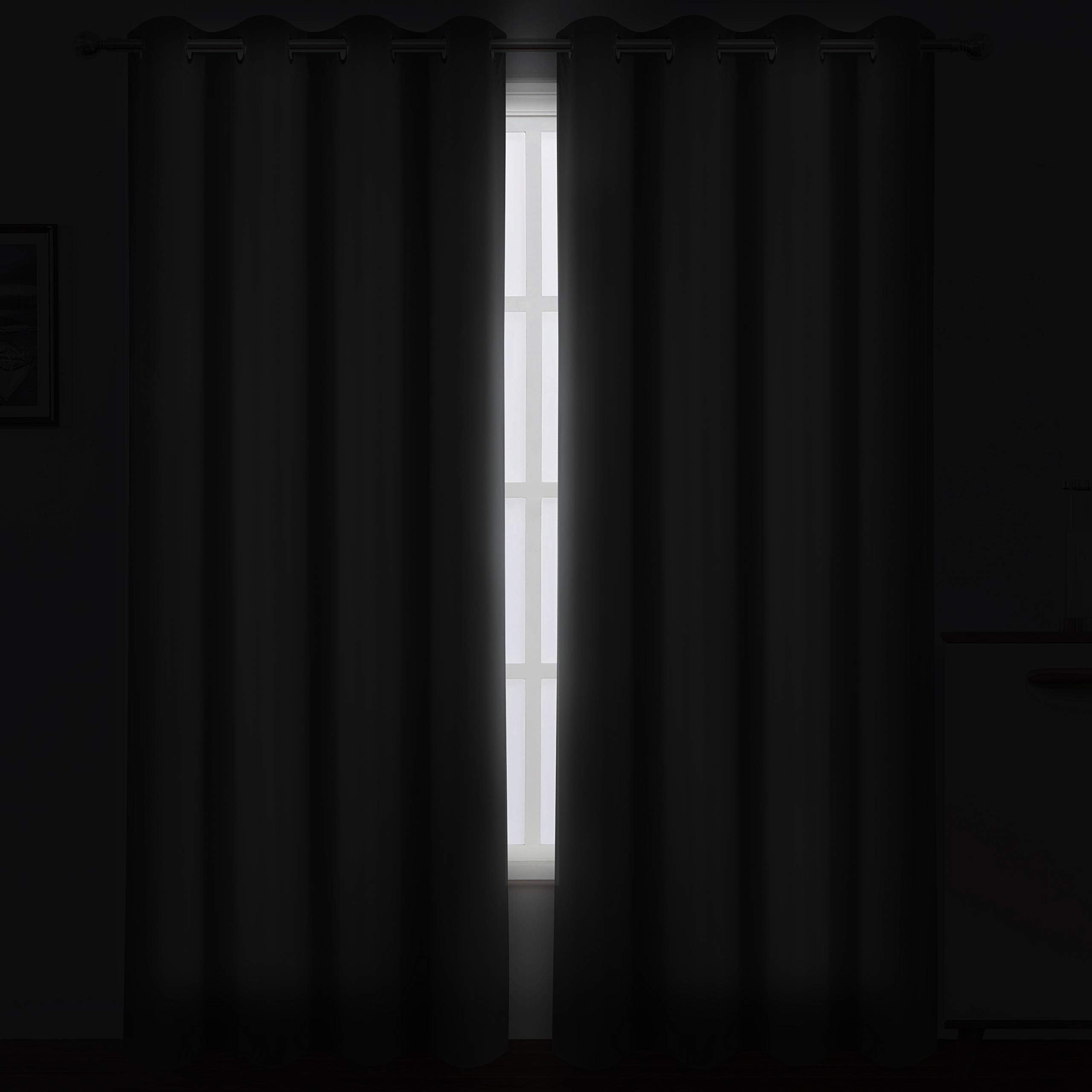LEMOMO grey blackout curtain with eight grommets for easy mounting