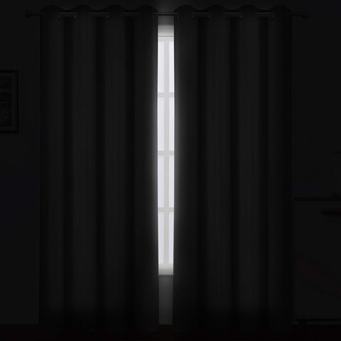 LEMOMO grey blackout curtain with eight grommets for easy mounting