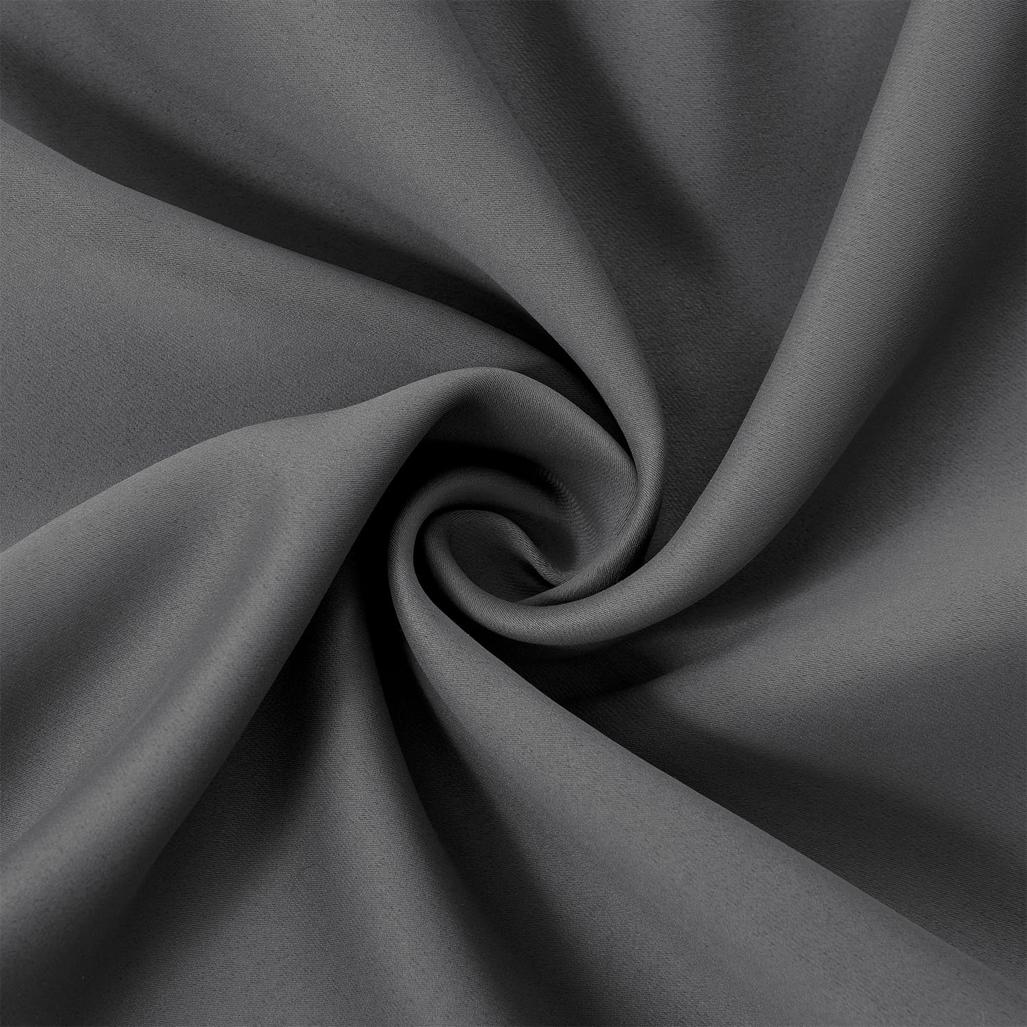 LEMOMO grey blackout curtain close-up highlights soft odor-free polyester texture