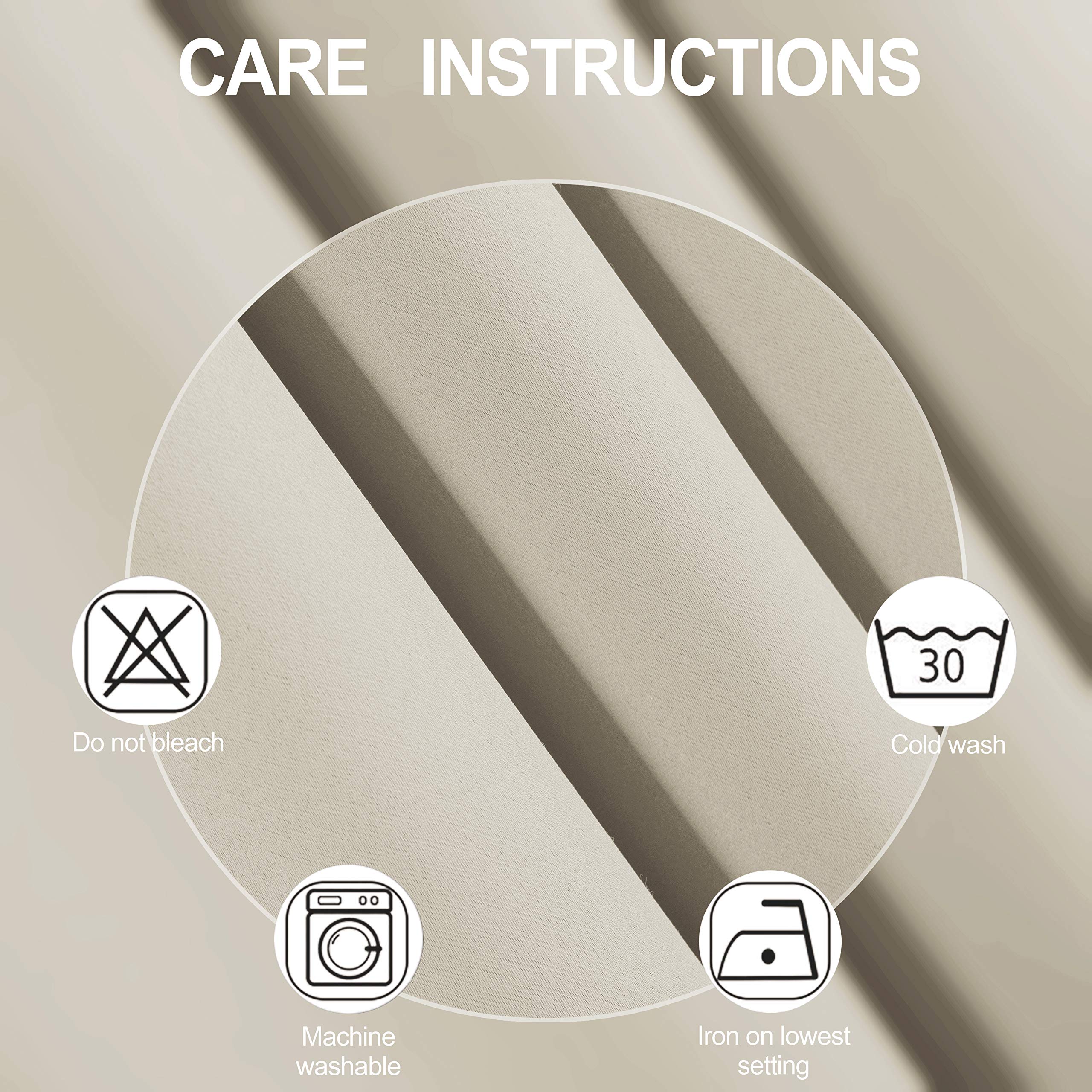 LEMOMO light beige blackout curtains closeup weave highlights privacy-friendly texture.