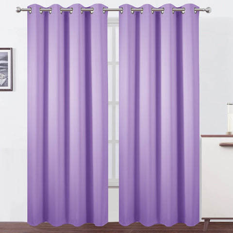 LEMOMO Lilac blackout curtains front view with twin panels and grommets for privacy