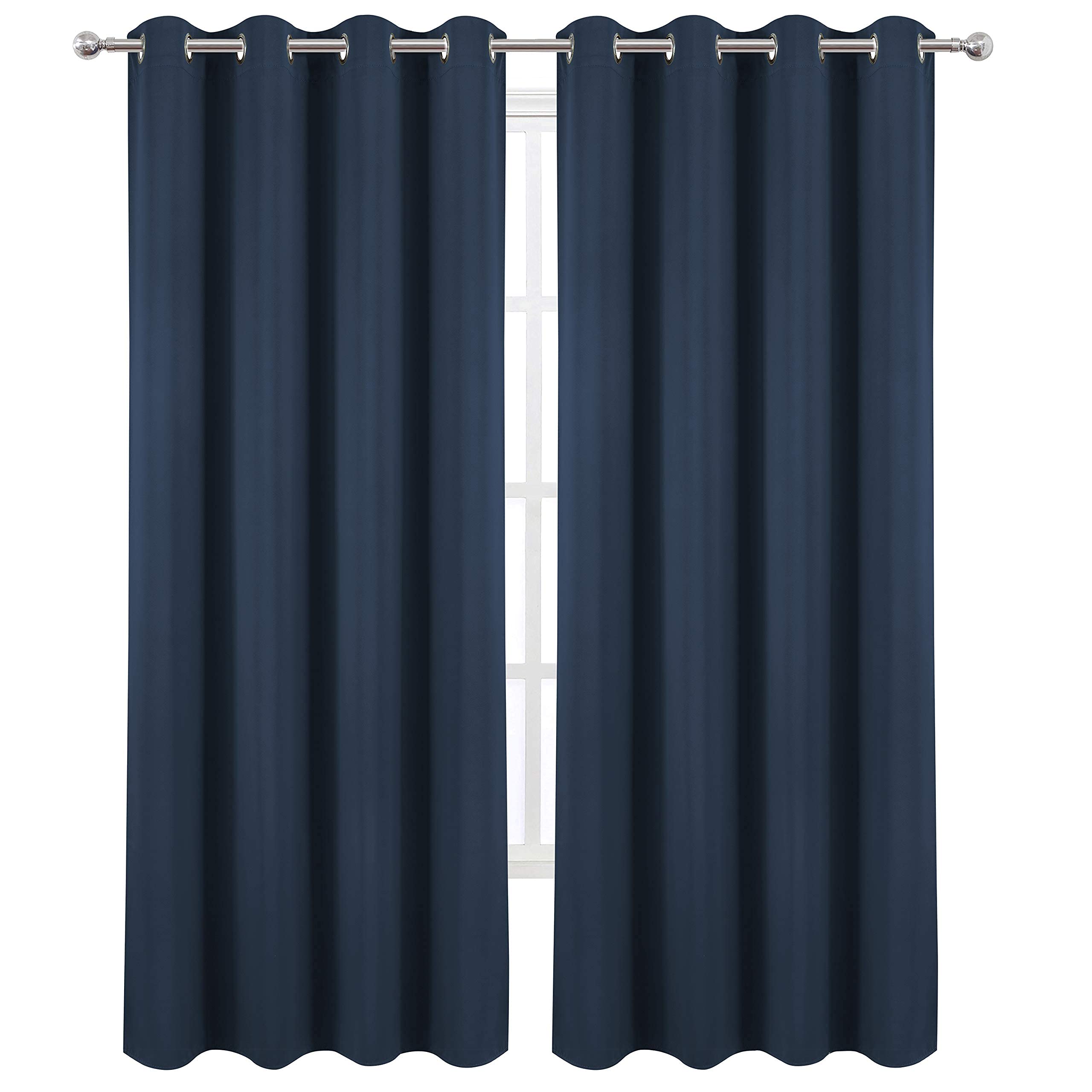 LEMOMO navy blue curtains panel 02; reduces glare for daytime rest.