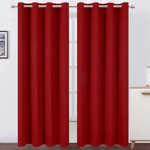 LEMOMO red curtains 52x84 panel front showing full-length drape for privacy