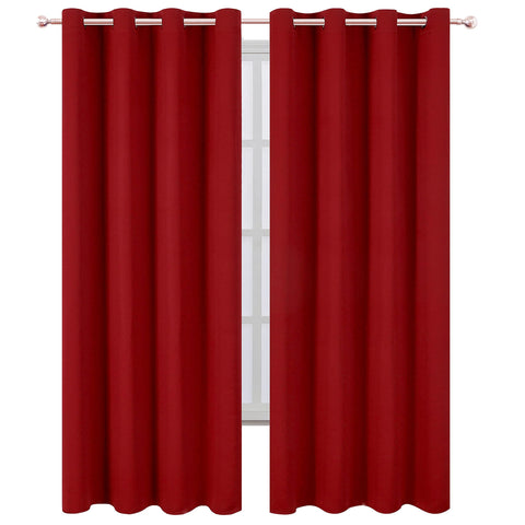 LEMOMO red curtains with 8 grommets detail and smooth operation