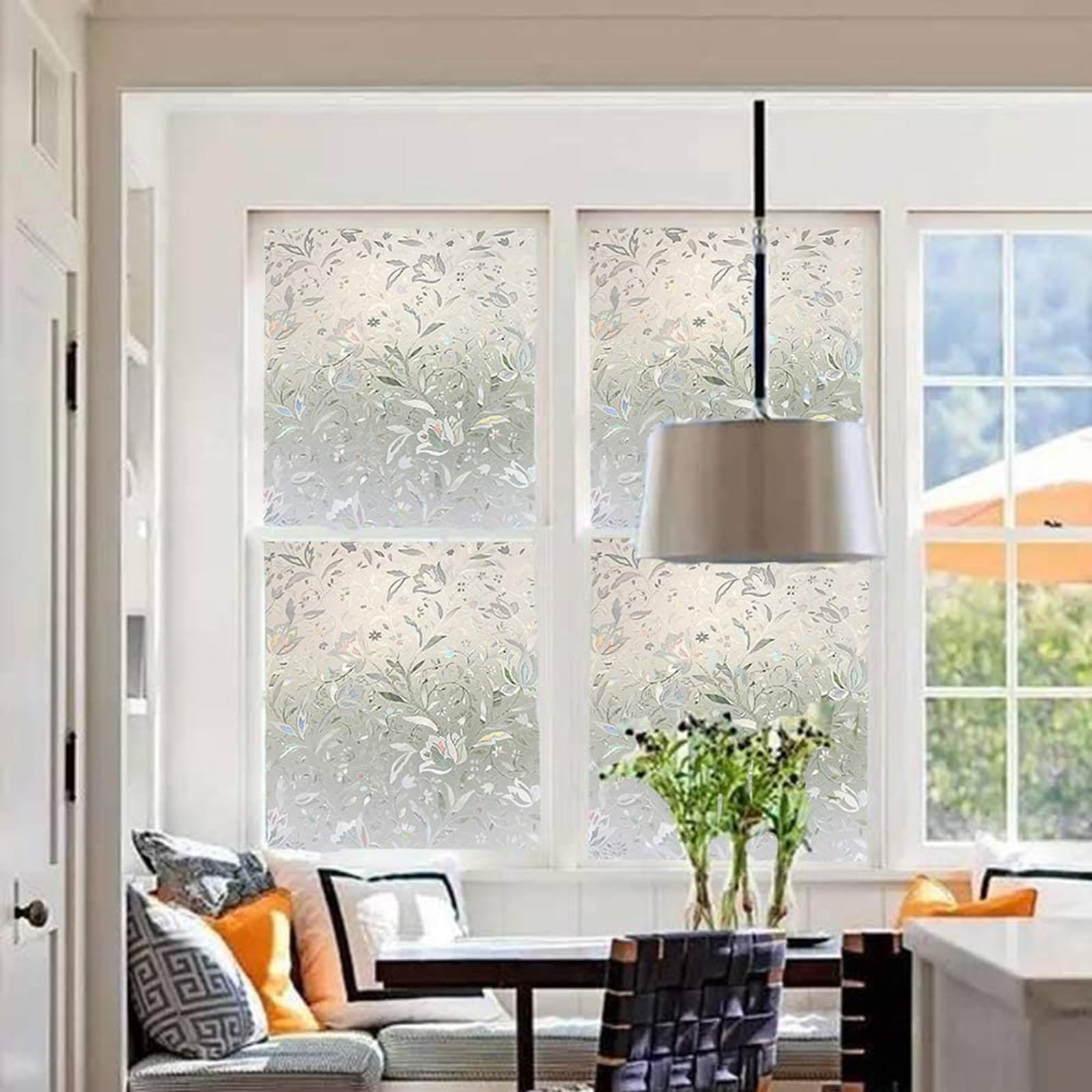 Lemon Cloud 3D-stained-glass effect window film for decorative privacy.