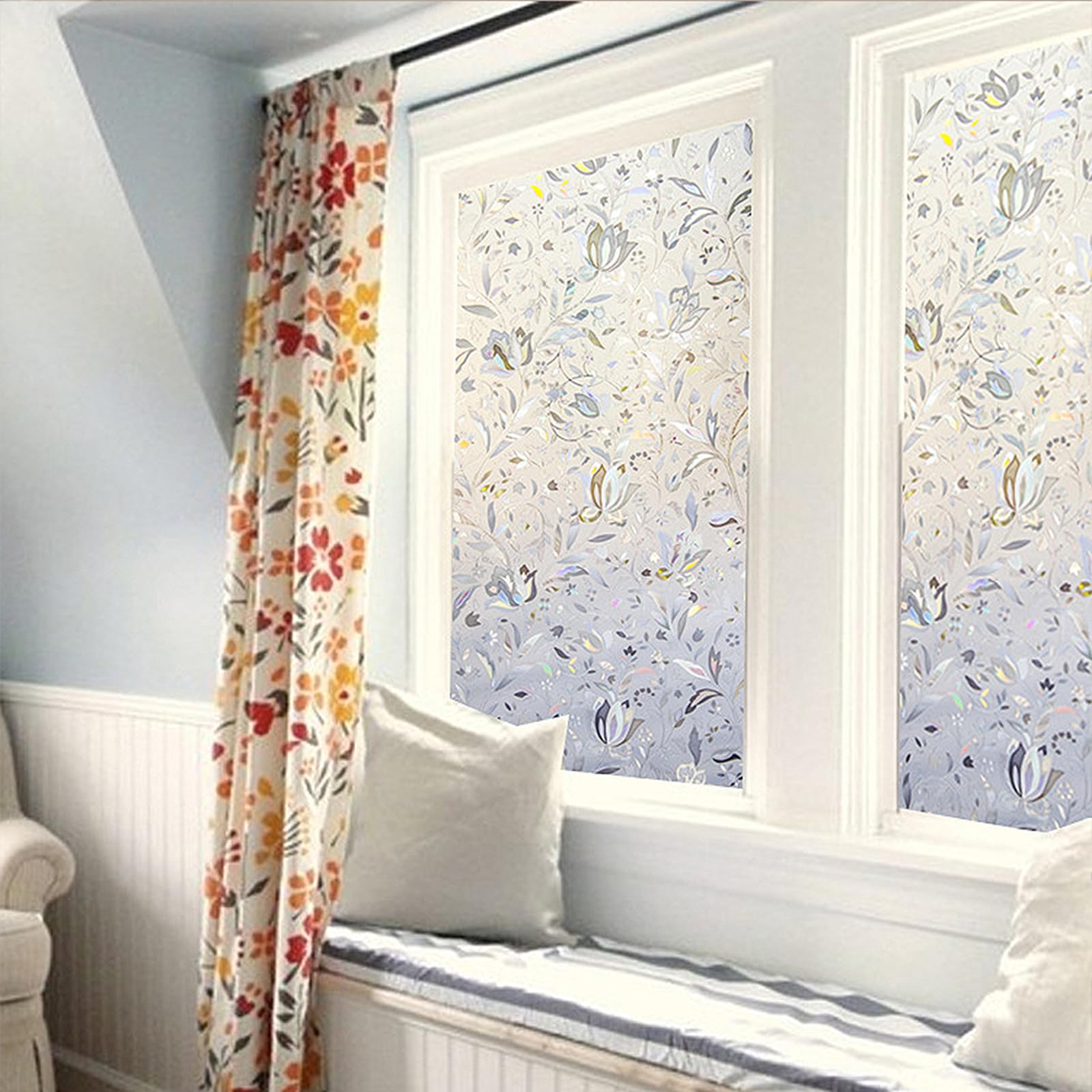 Lemon Cloud Rainbow Tulip film adapts to glass surfaces for kitchens and bathrooms.