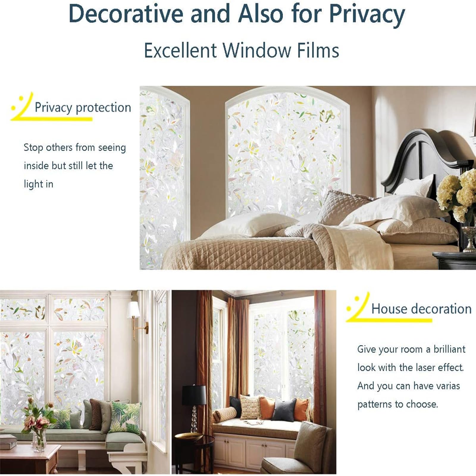 Lemon Cloud Rainbow Tulip decorative cling reduces glare while preserving natural light.