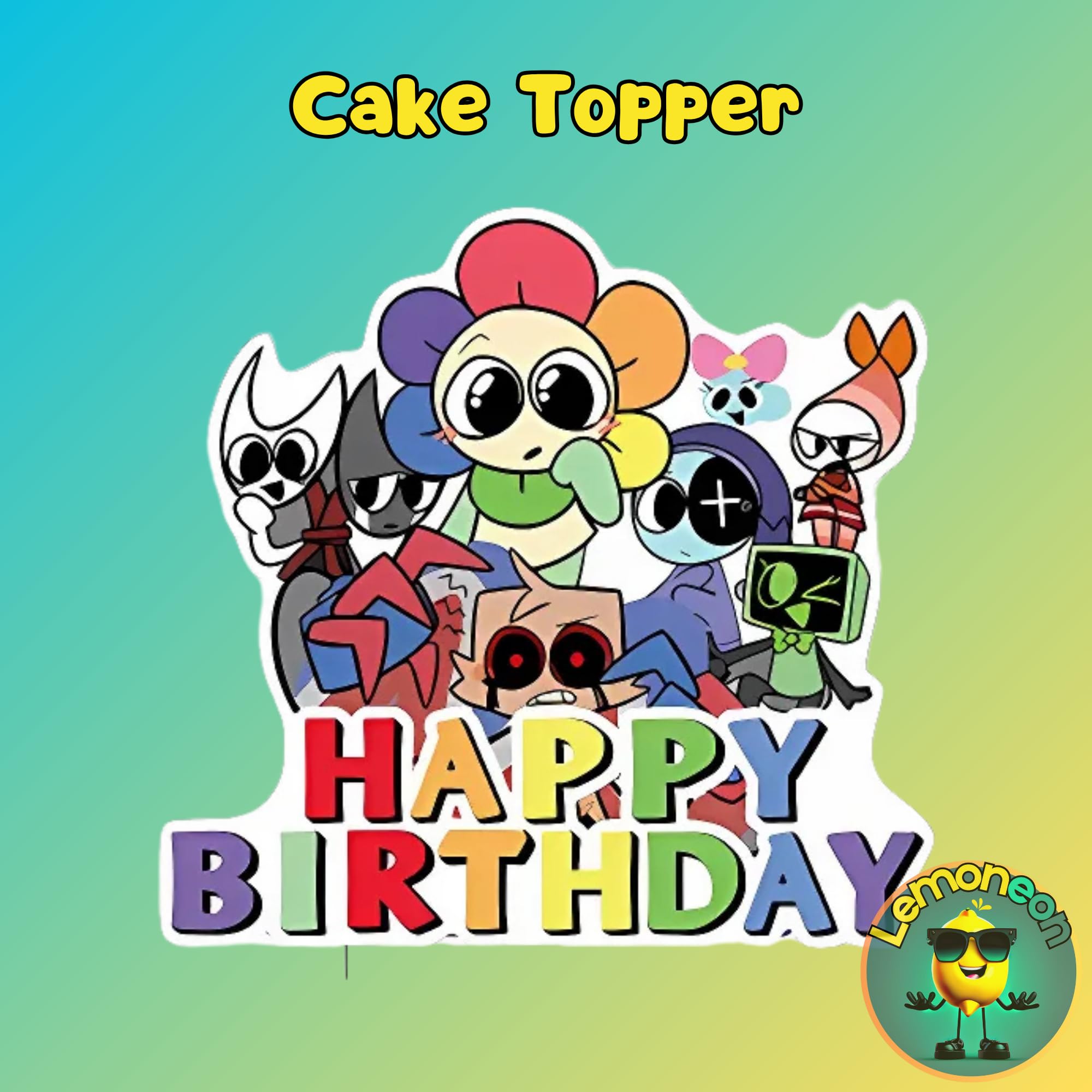 Lemoneon background banner creates a cohesive party scene.