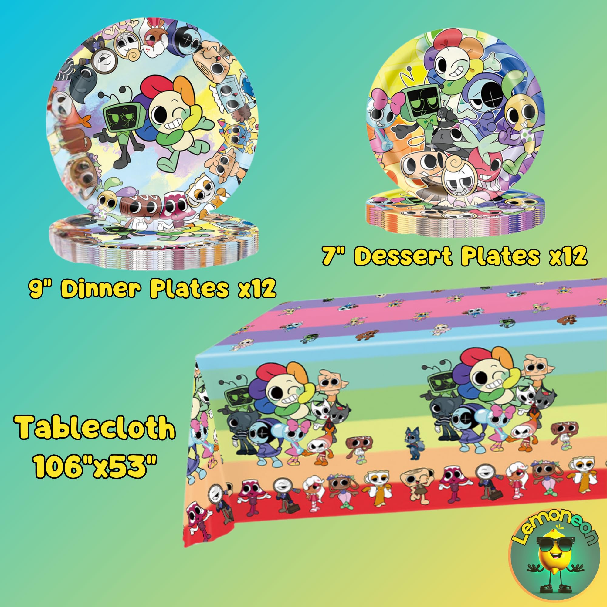 Lemoneon nine-inch plates provide sturdy, vivid serveware for party dining.