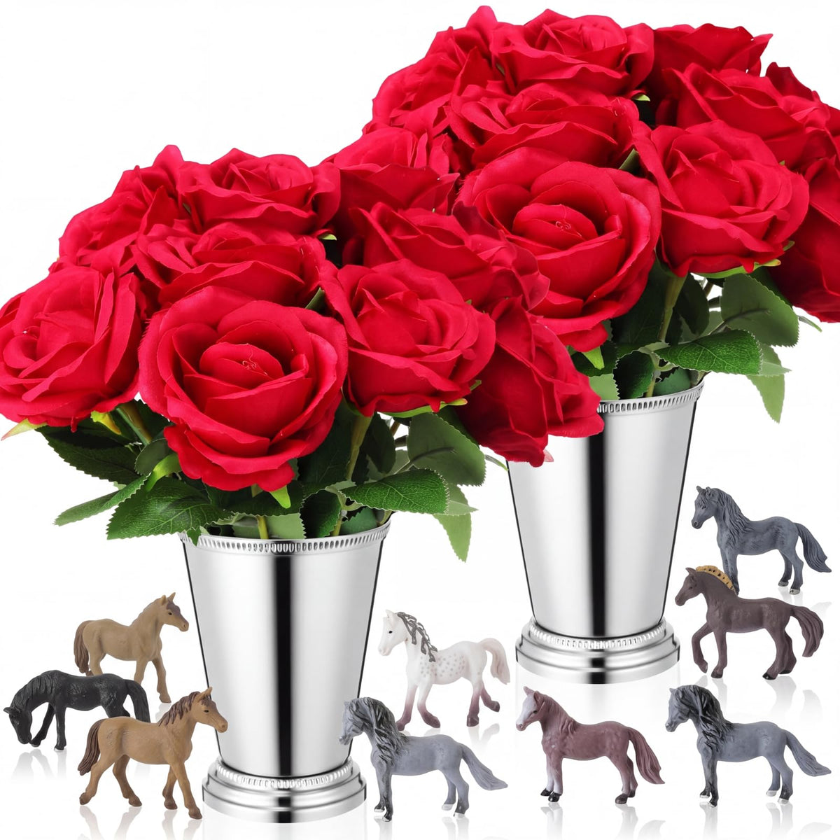 LemonRoad Derby Day julep cups serving as elegant silver centerpieces for the Derby table