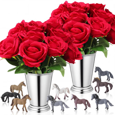 LemonRoad Derby Day julep cups serving as elegant silver centerpieces for the Derby table