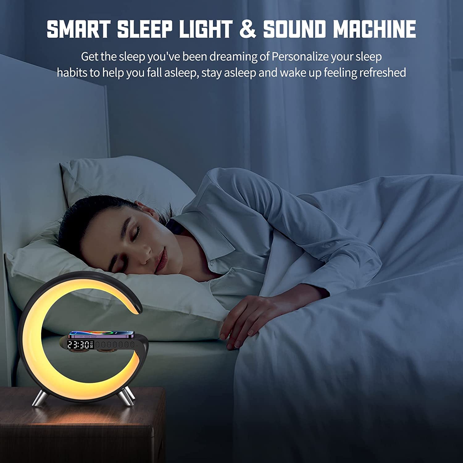 Lenglass sunrise wake-up light gradually brightening the room for a gentle morning start.