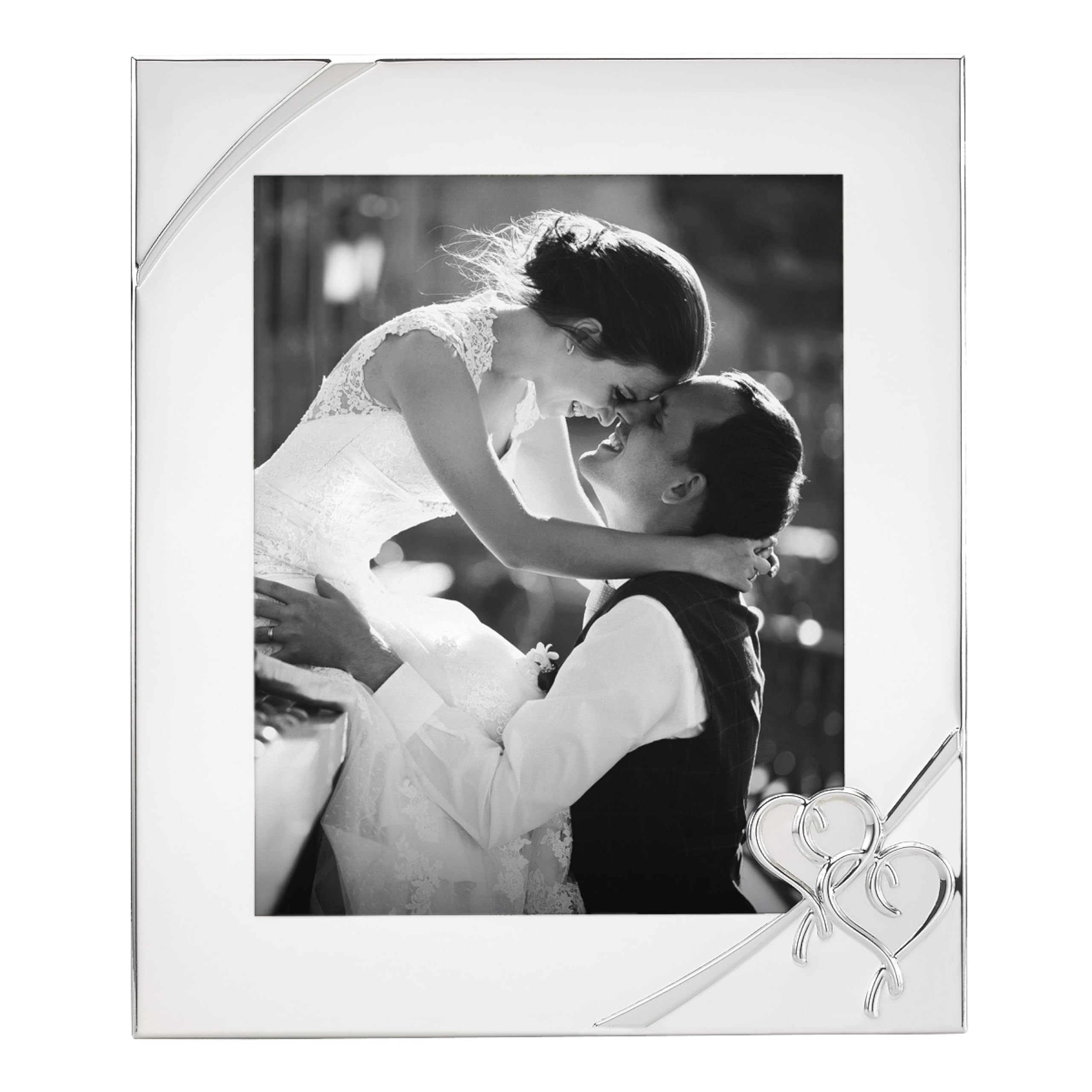 Lenox interlaced hearts corner design highlighting romance in display.