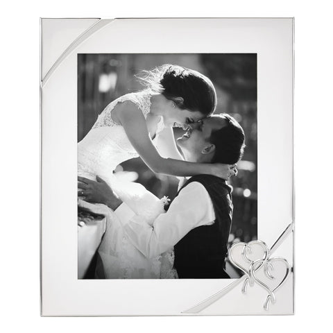 Lenox interlaced hearts corner design highlighting romance in display.