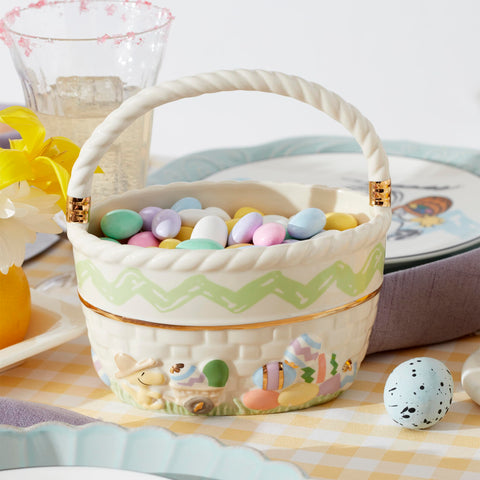 Lenox Peanuts Easter basket holding small treats or decorative eggs