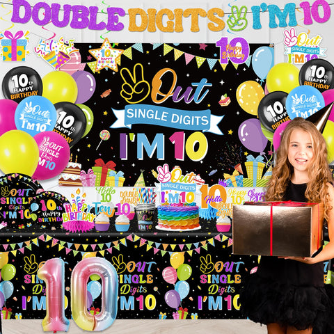 Lenyunge 10th birthday backdrop enhances party photos with cohesive styling