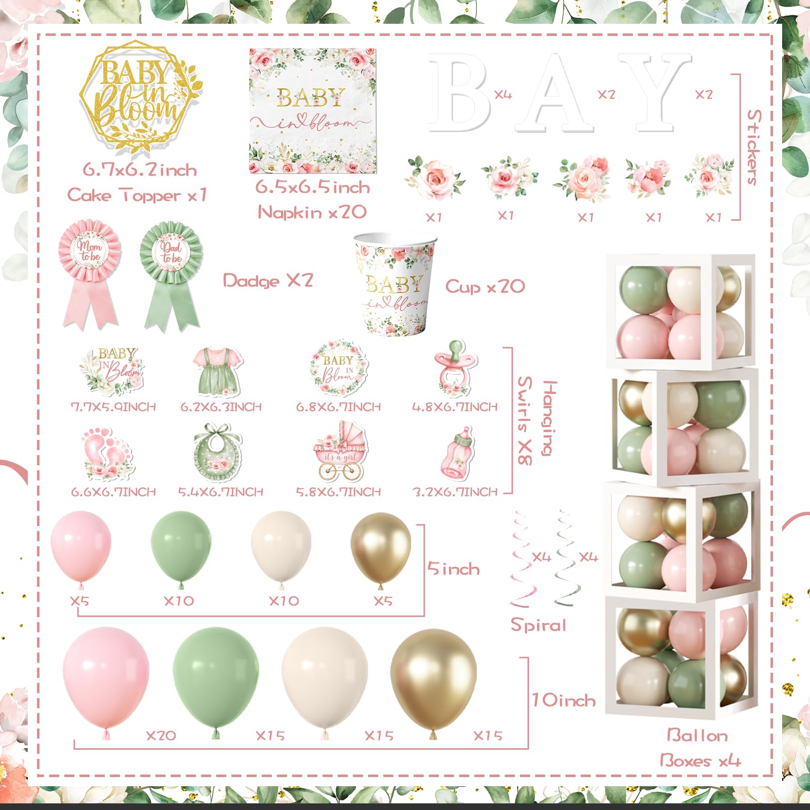 Lenyunge Floral Baby in Bloom milestone poster captures memories in photos.