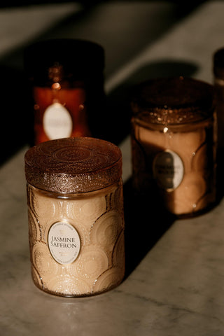 LEOBEN CO Jasmine Saffron candle fragrance notes enrich your space.