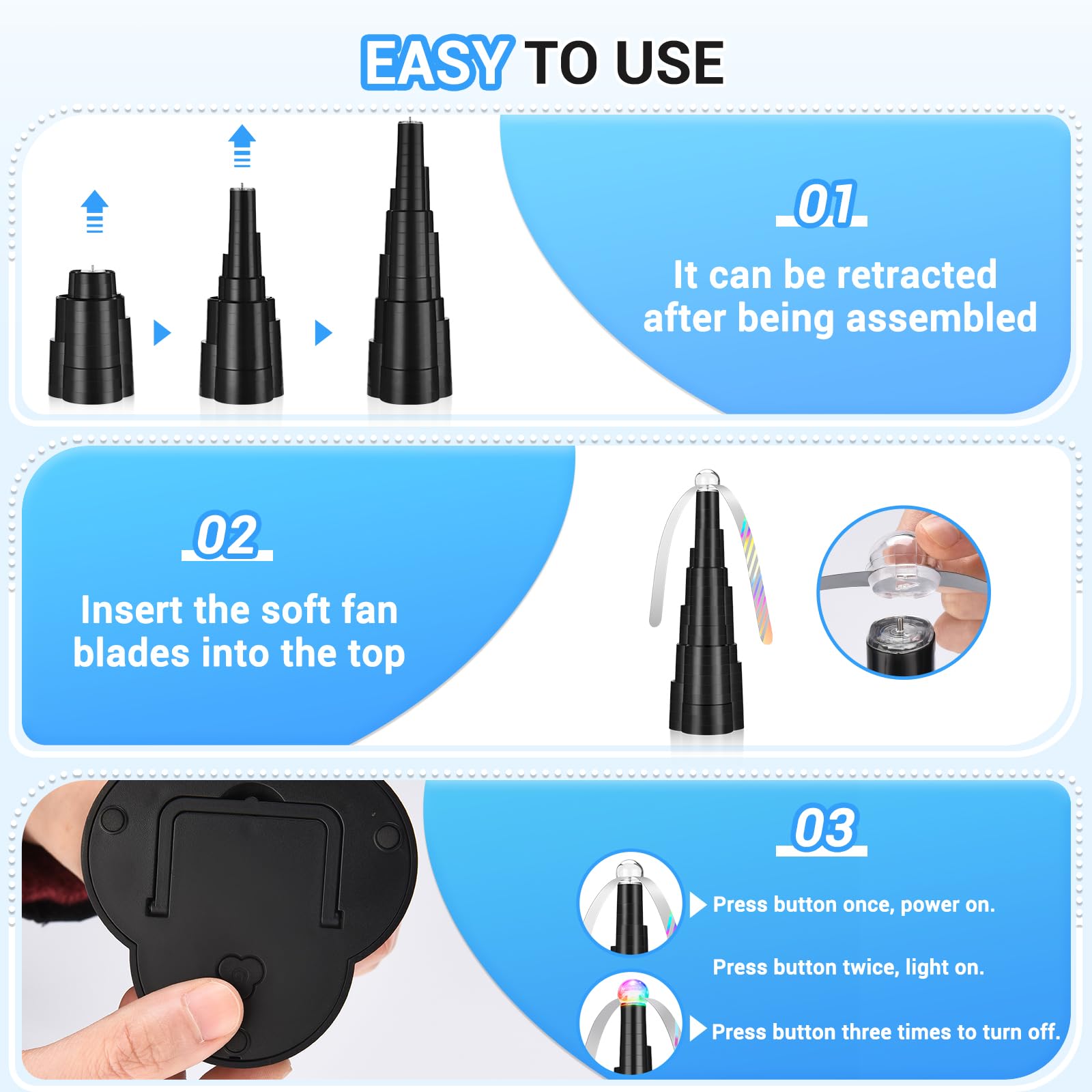 LEOFI Fly Fans with LED top lights for night use