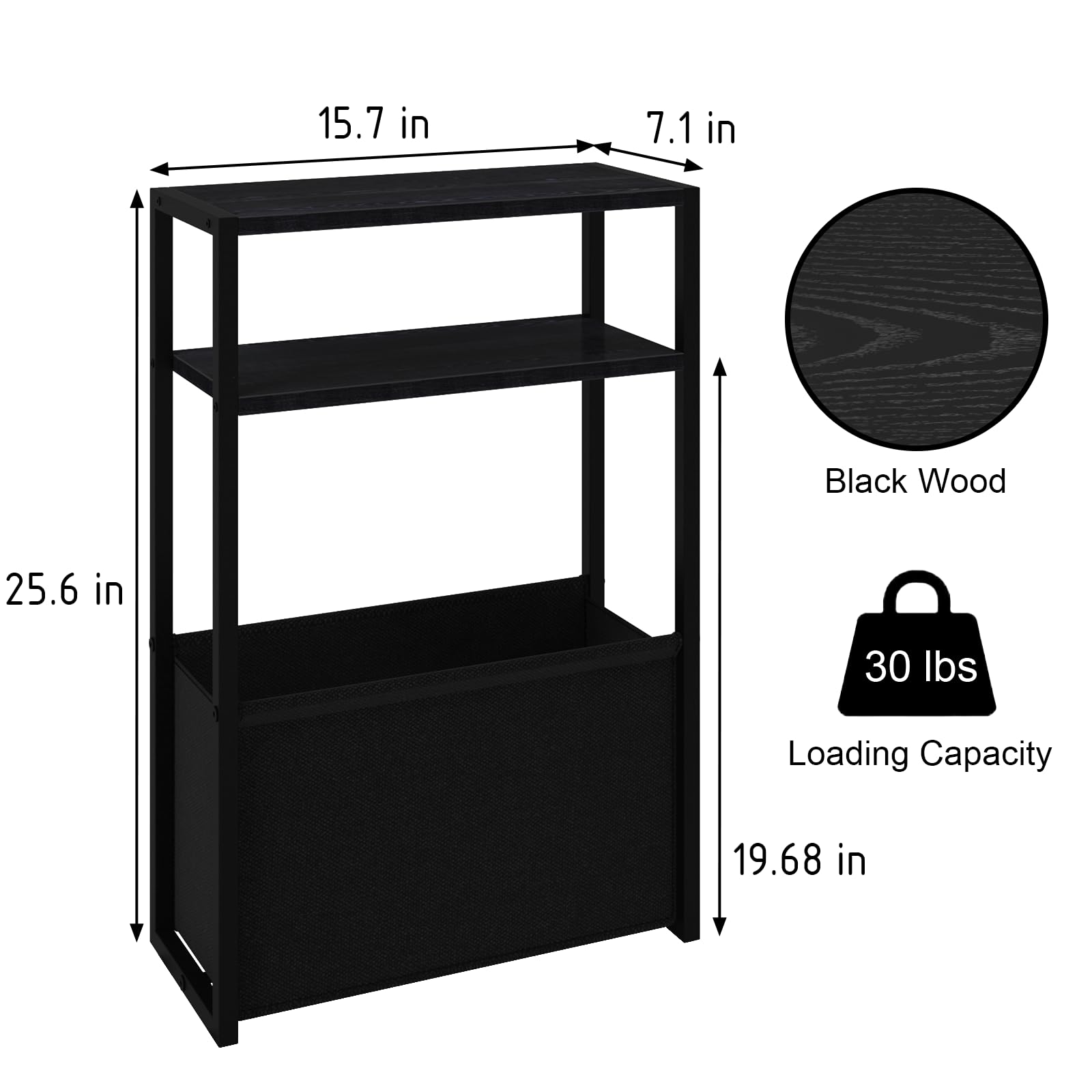 Leomonio Narrow Side Table basket detail highlights waterproof Oxford fabric for easy cleaning.