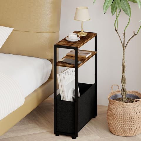 Leomonio compact bedroom corner setup using a slim bedside table.