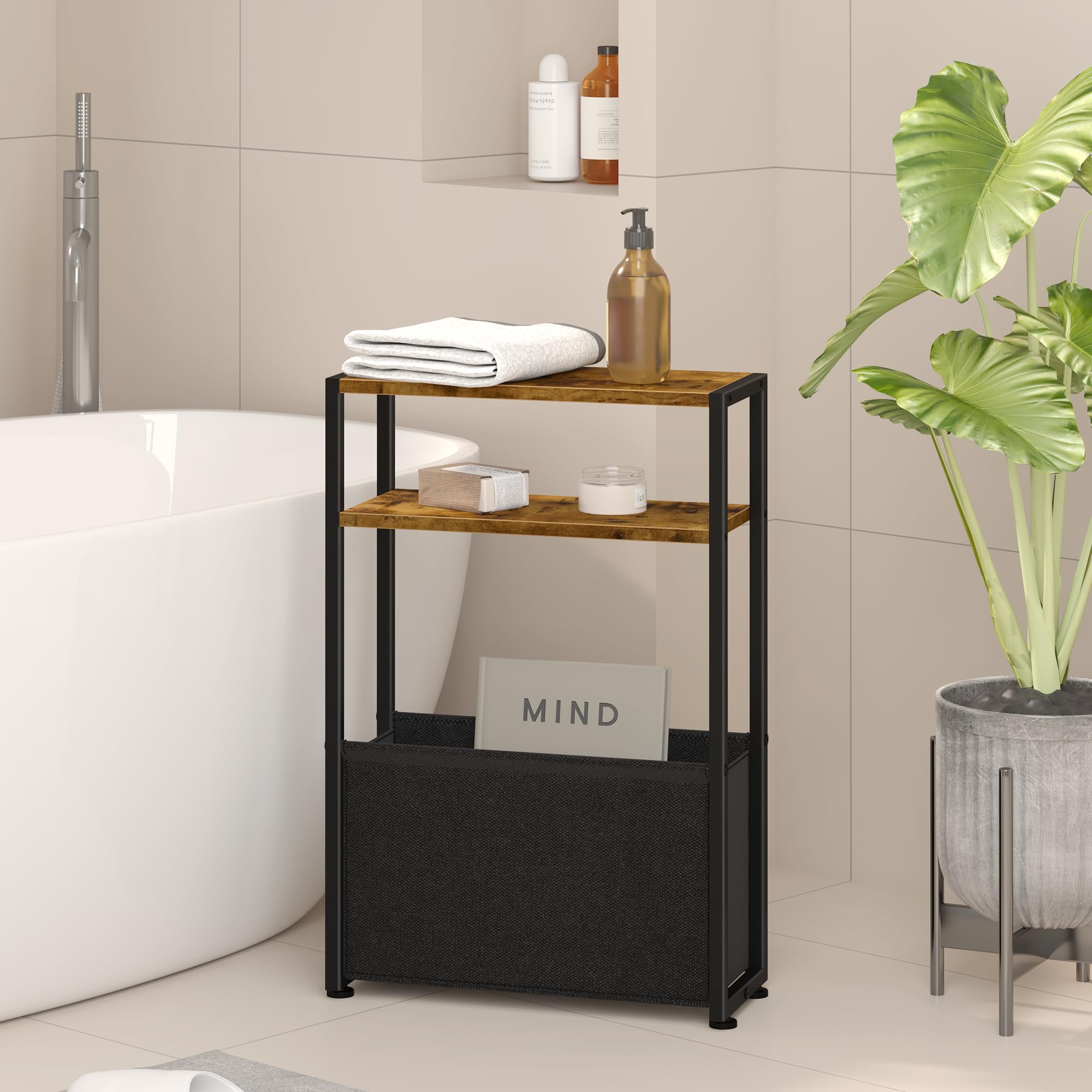 Leomonio narrow side table with adjustable feet on an uneven floor.