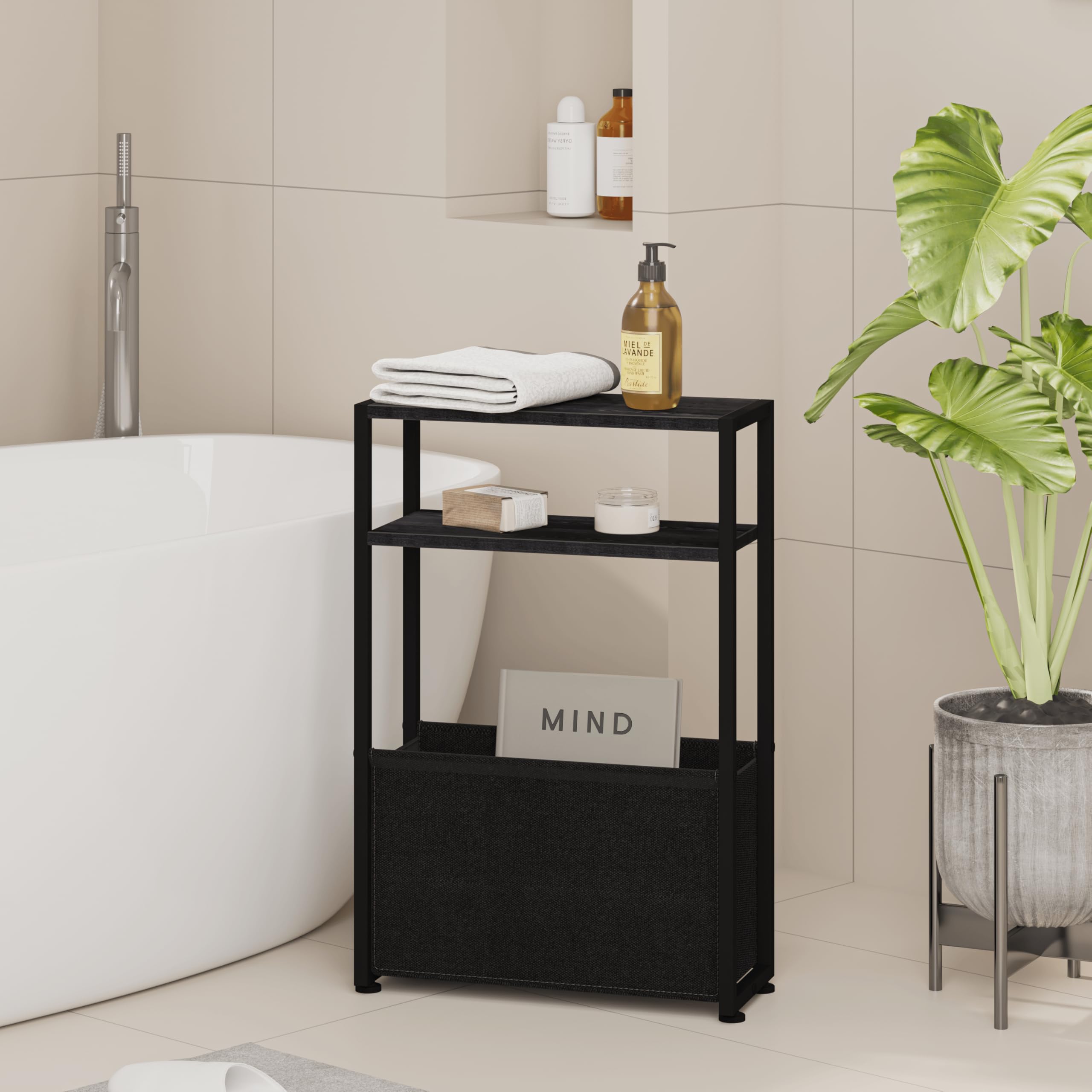 Leomonio Narrow Side Table sturdy base ensures stable use on uneven floors.