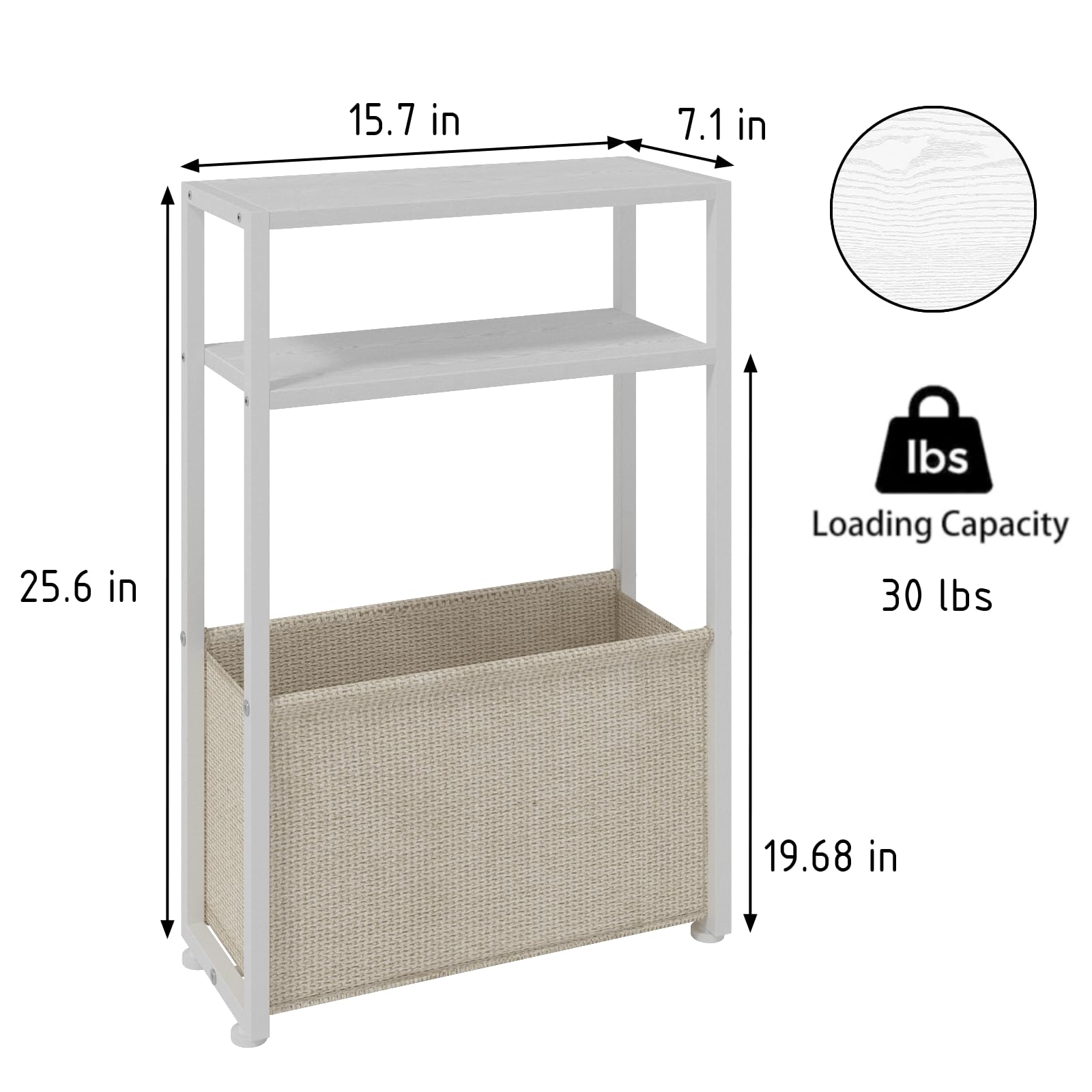 Leomonio slim end table with washable fabric basket for organized living areas