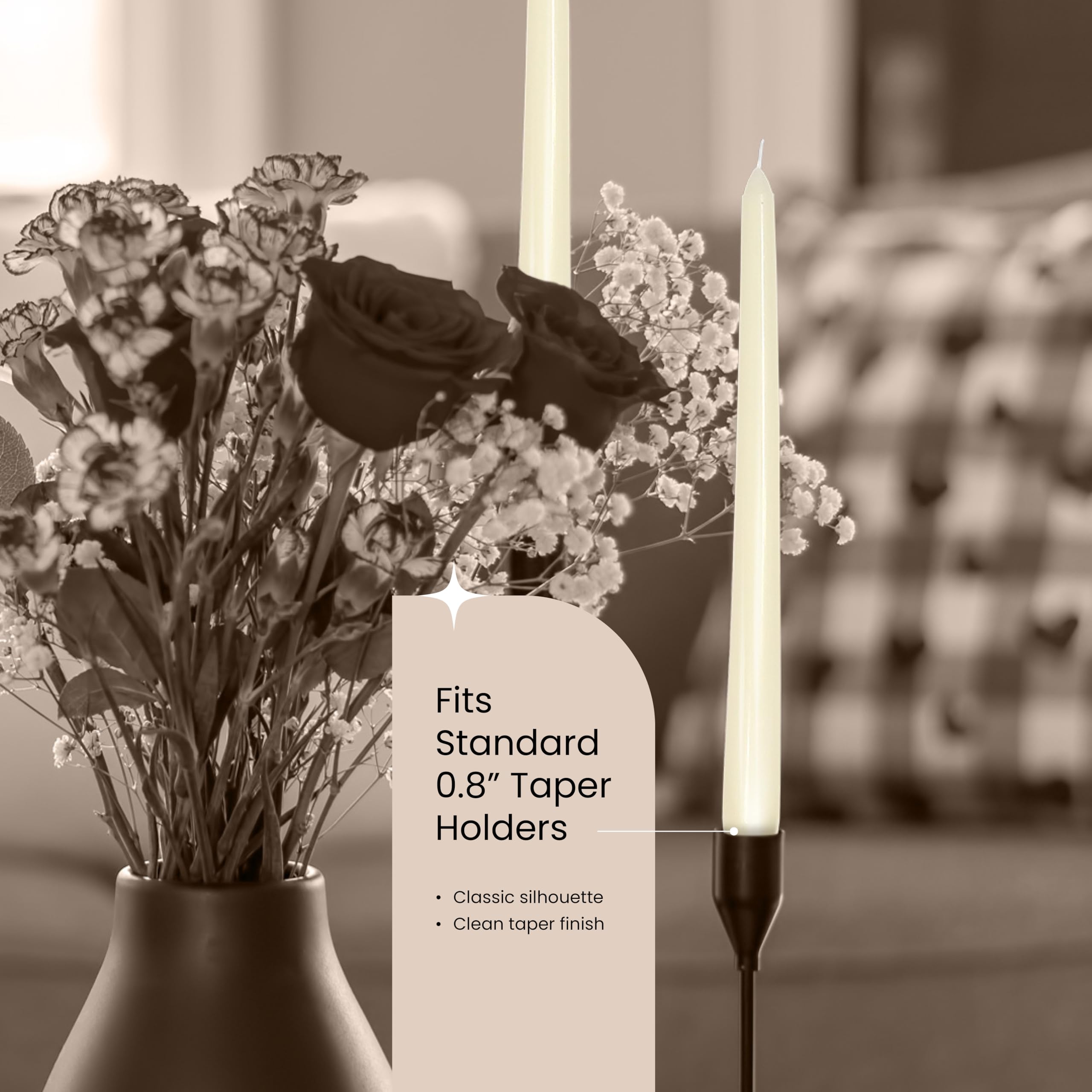 Leor & Lair Ivory Taper Candles for home dining create warm, seasonal mood.
