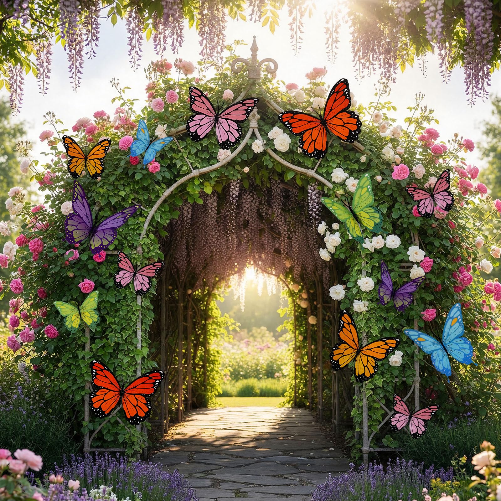 Lerheedi butterfly party background enhances celebrations with natural elegance.