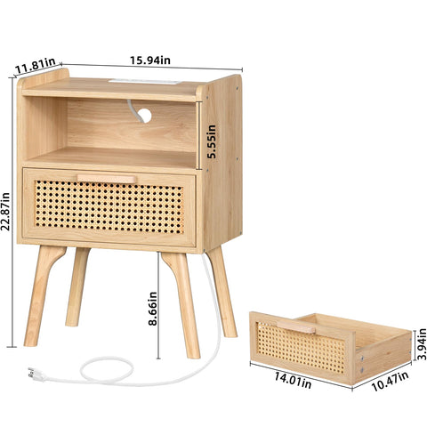 Compact bedside table fits small spaces and dorm rooms