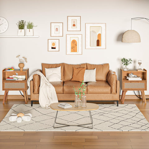 Lerliuo nightstand in a cozy living room setup.