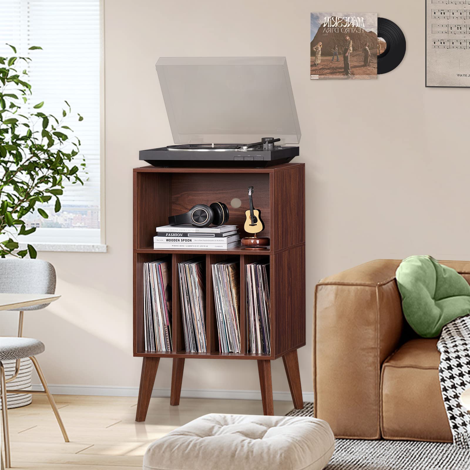 Lerliuo stand with angled solid-wood legs emphasizes stability and timeless style.