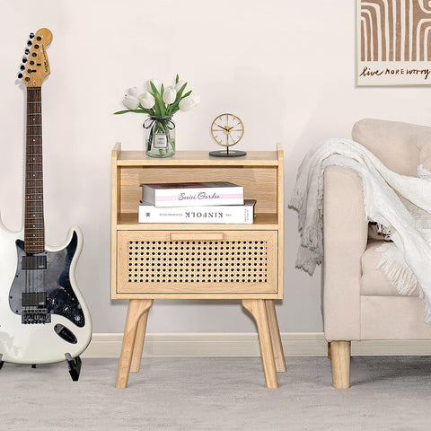 Lerliuo solid wood legs nightstand provides sturdy support.