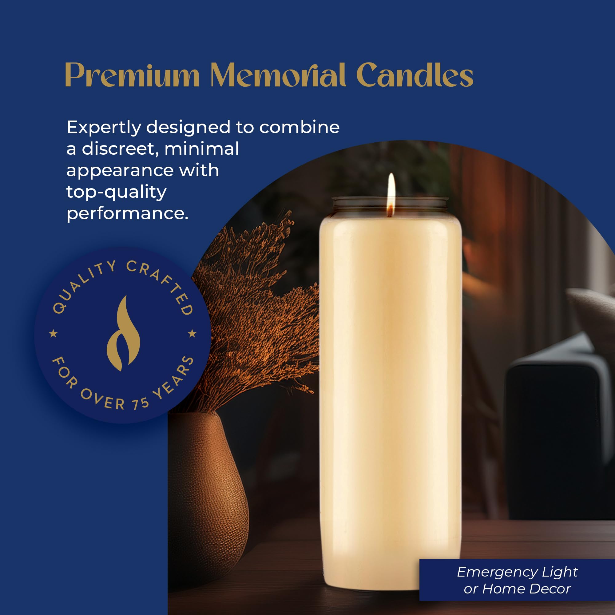 Lerner 7-inch pillar prayer candle in clear jar, self-standing for home or ceremony