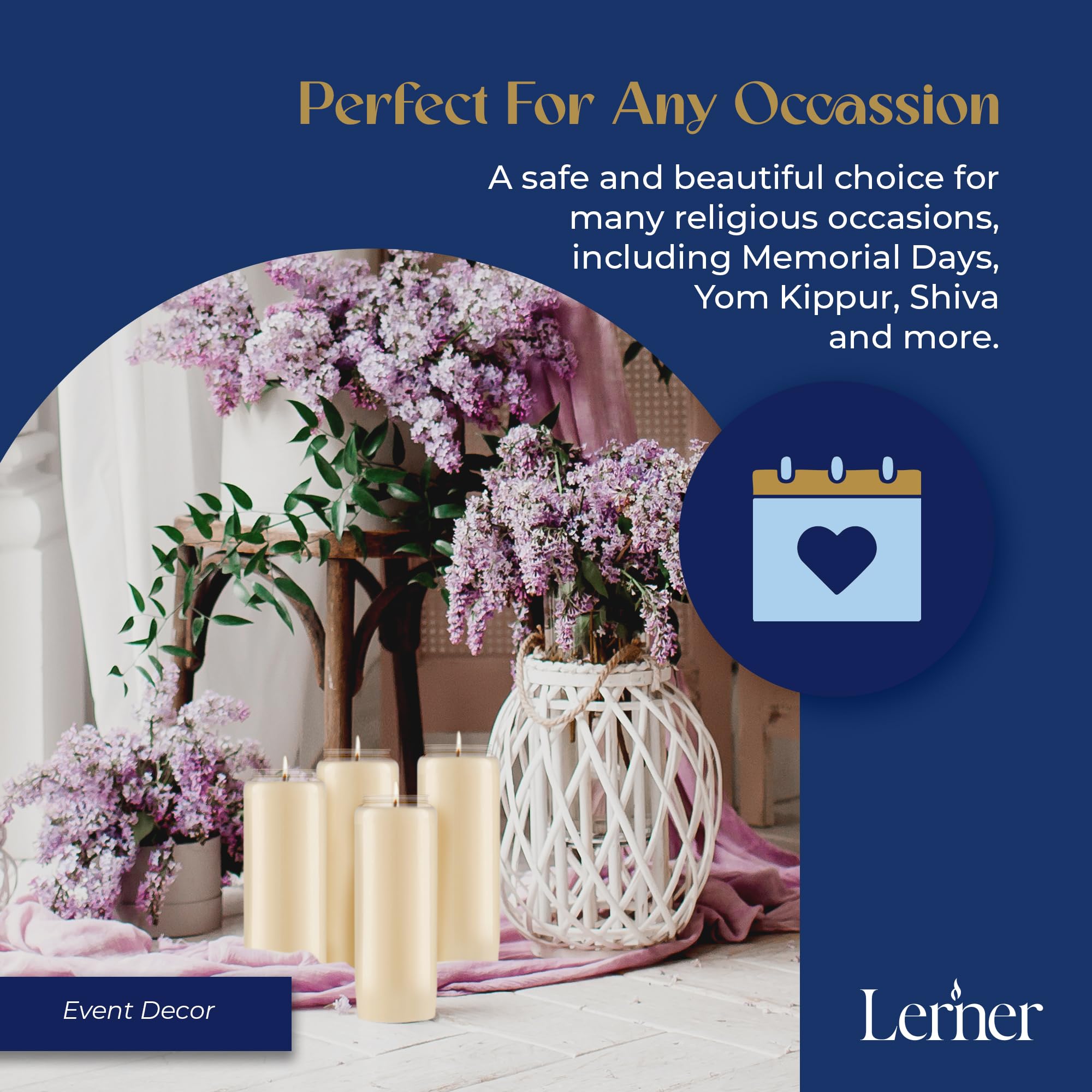 Lerner kosher ritual candle, 9-day burn, suitable for Yahrzeit and Yom Kippur