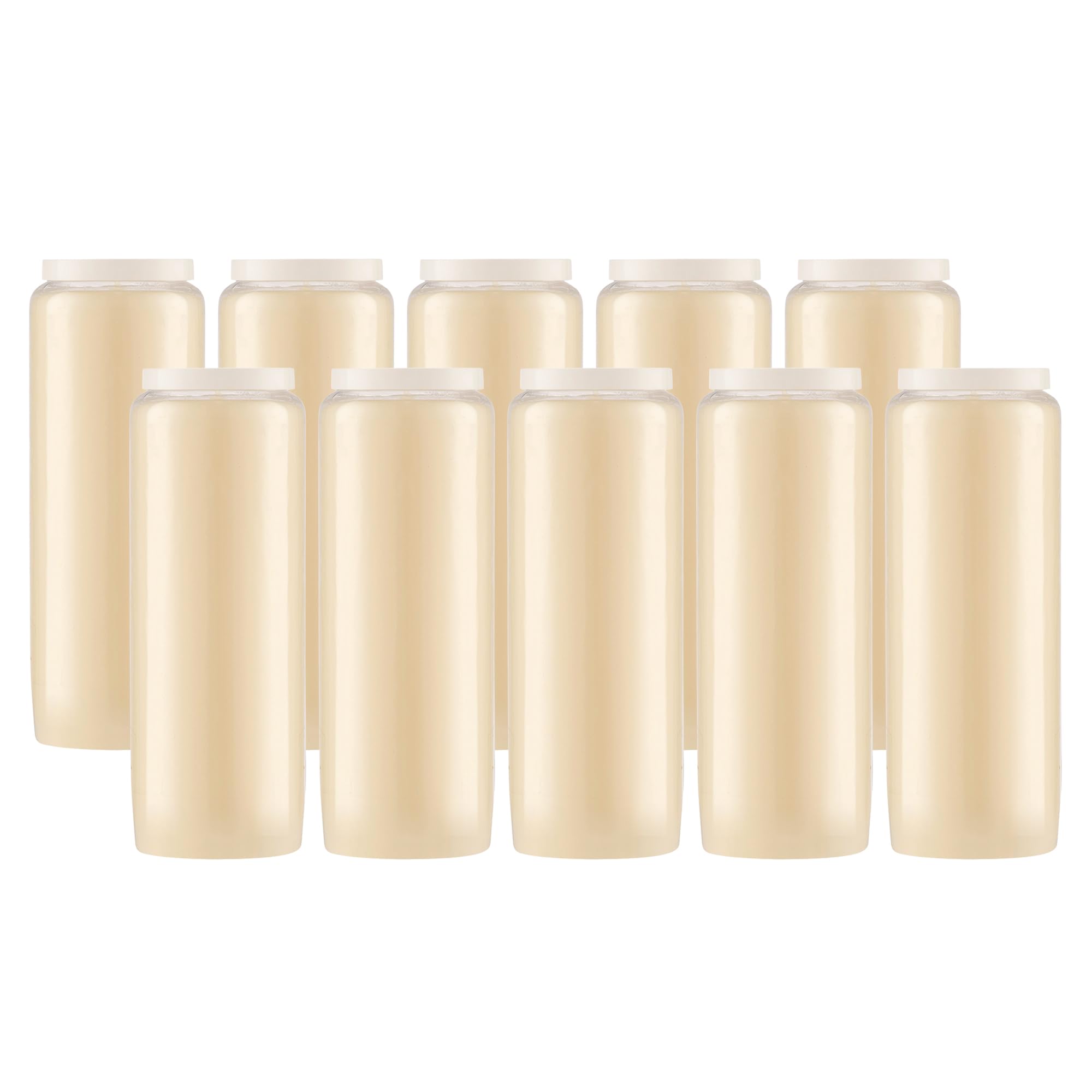 Lerner long-burning candle in plastic jar, elegant simple design for homes and worship spaces